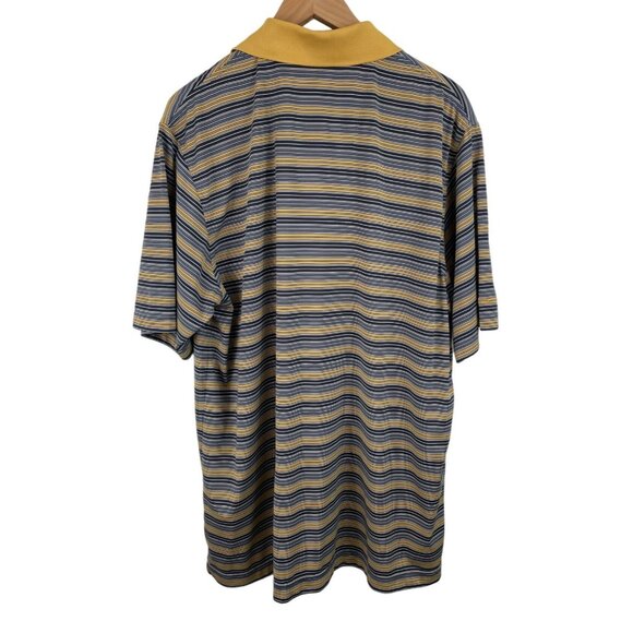 Page & Tuttle Mens Size XL Golden Yellow & Black Striped Short Sleeve Polo Shirt - Picture 2 of 7